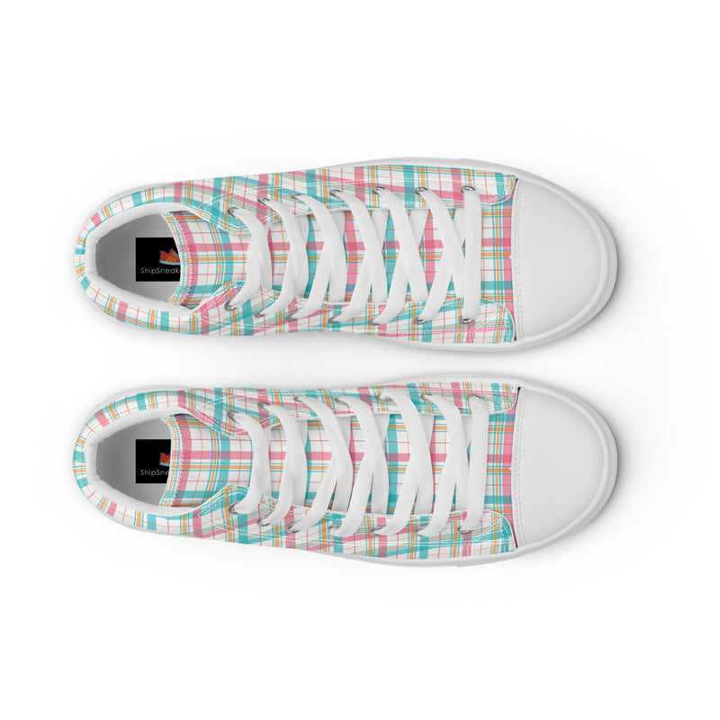 Mint Plaid High Top #199 - Lifestyle Shot | HA!LO Canvas Sneakers