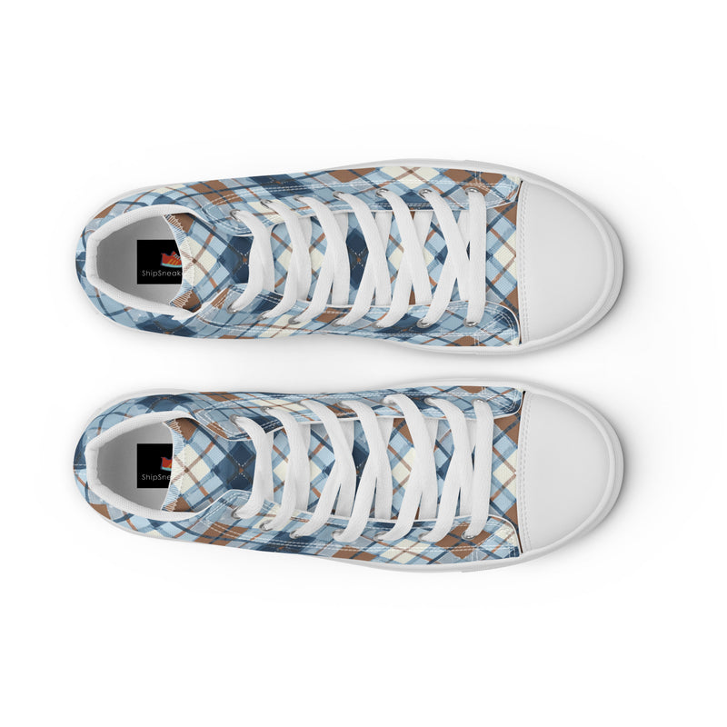 Blue Argyle High Top #233 - Lifestyle Shot | HA!LO Canvas Sneakers