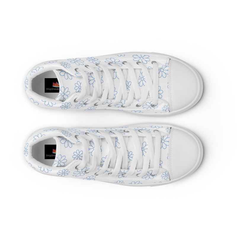 White Daisy High Top #235 - Lifestyle Shot | HA!LO Canvas Sneakers