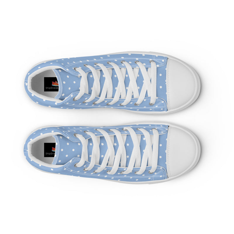 Blue Polka Dot High Top #239 - Lifestyle Shot | HA!LO Canvas Sneakers