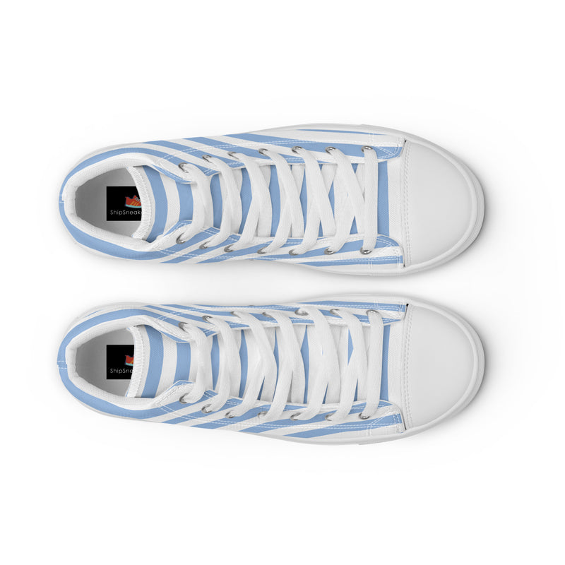 Blue Stripe High Top #242 - Lifestyle Shot | HA!LO Canvas Sneakers