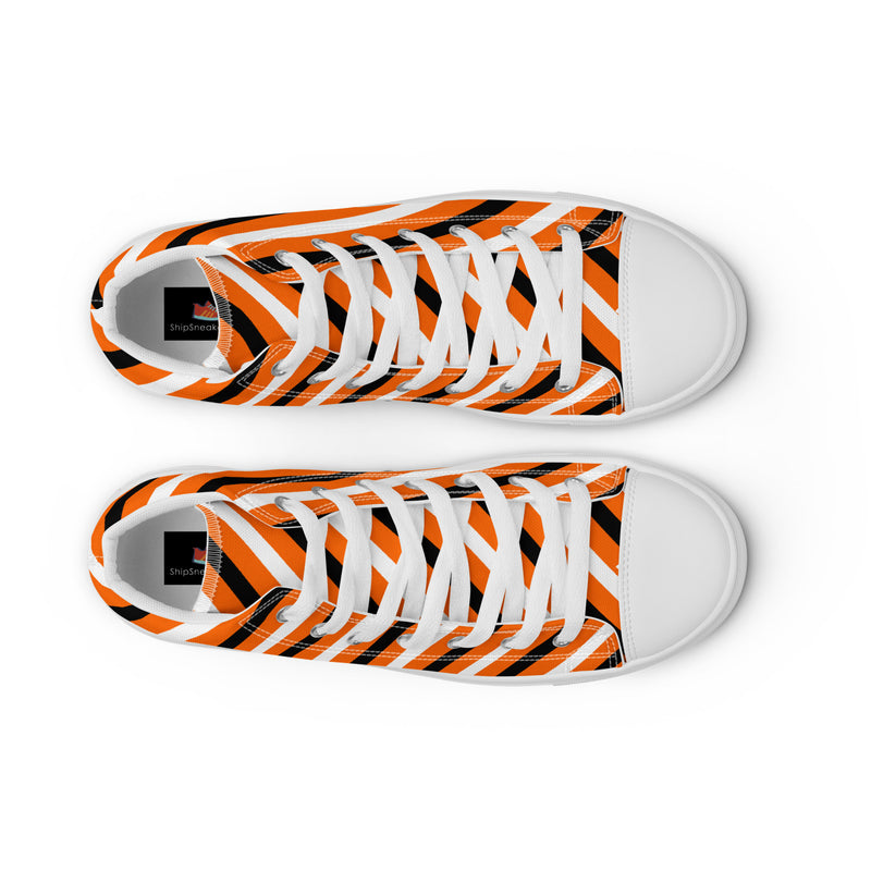 Orange Diagonal High Top #247 - Lifestyle Shot | HA!LO Canvas Sneakers
