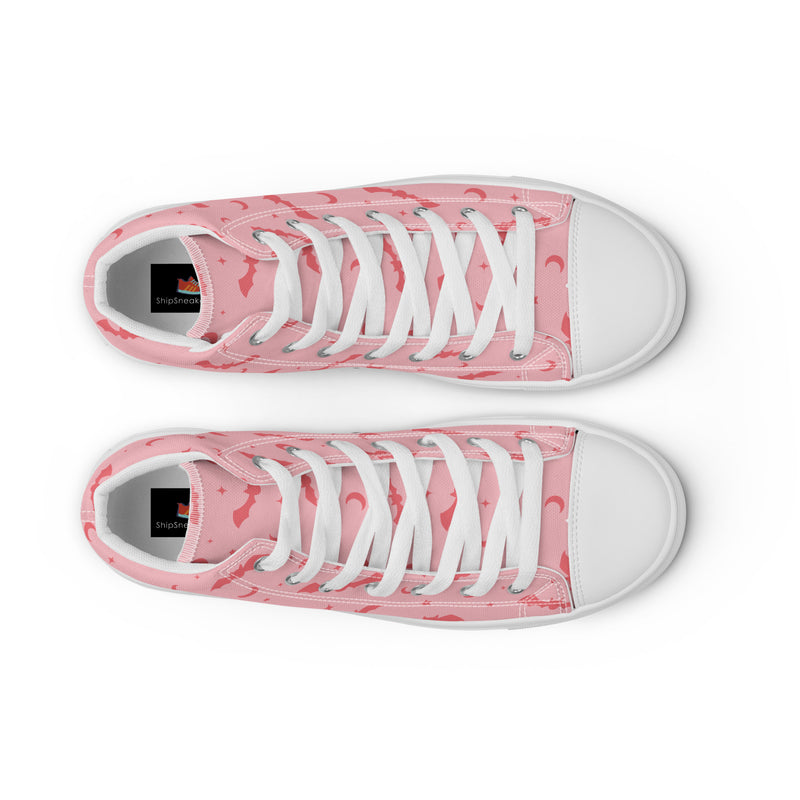 Pink Bat High Top #254 - Lifestyle Shot | HA!LO Canvas Sneakers