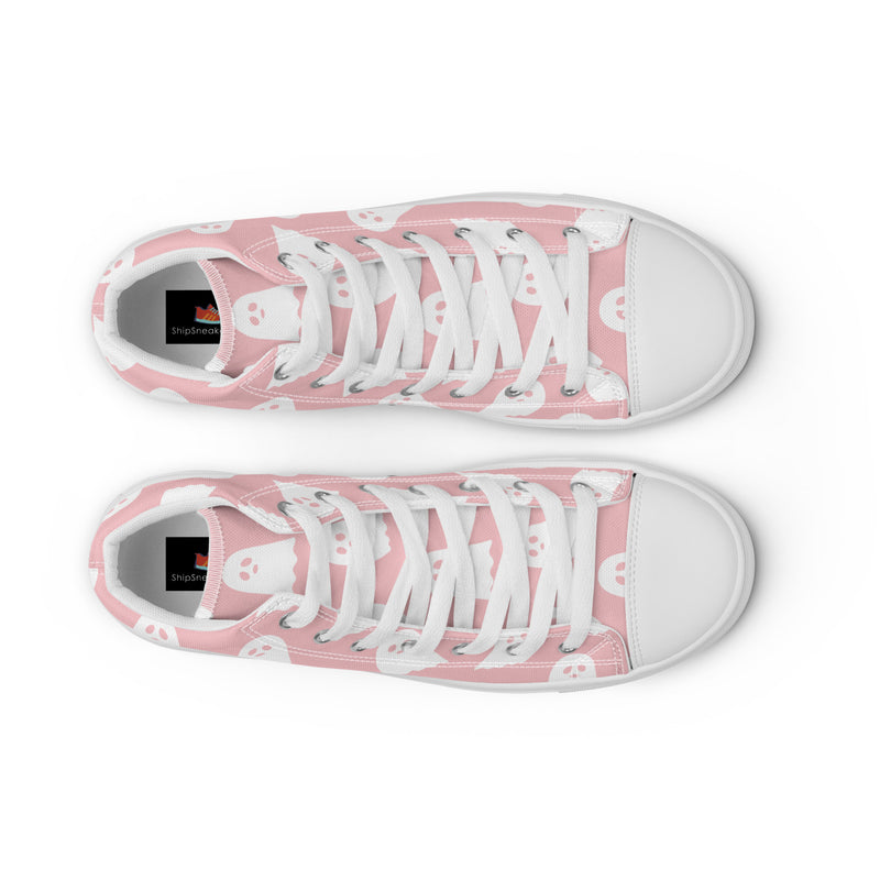 Pink Ghost High Top #262 - Close Up Detail | HA!LO Canvas Sneakers