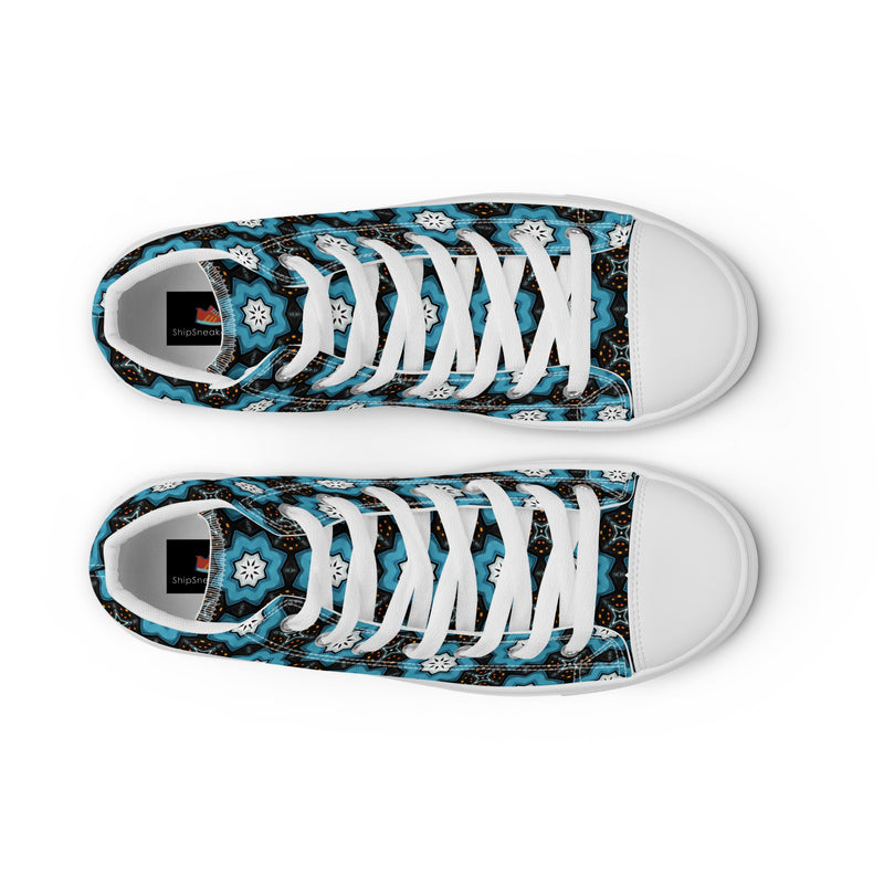 Teal Mandala High Top #293 - Lifestyle Shot | HA!LO Canvas Sneakers