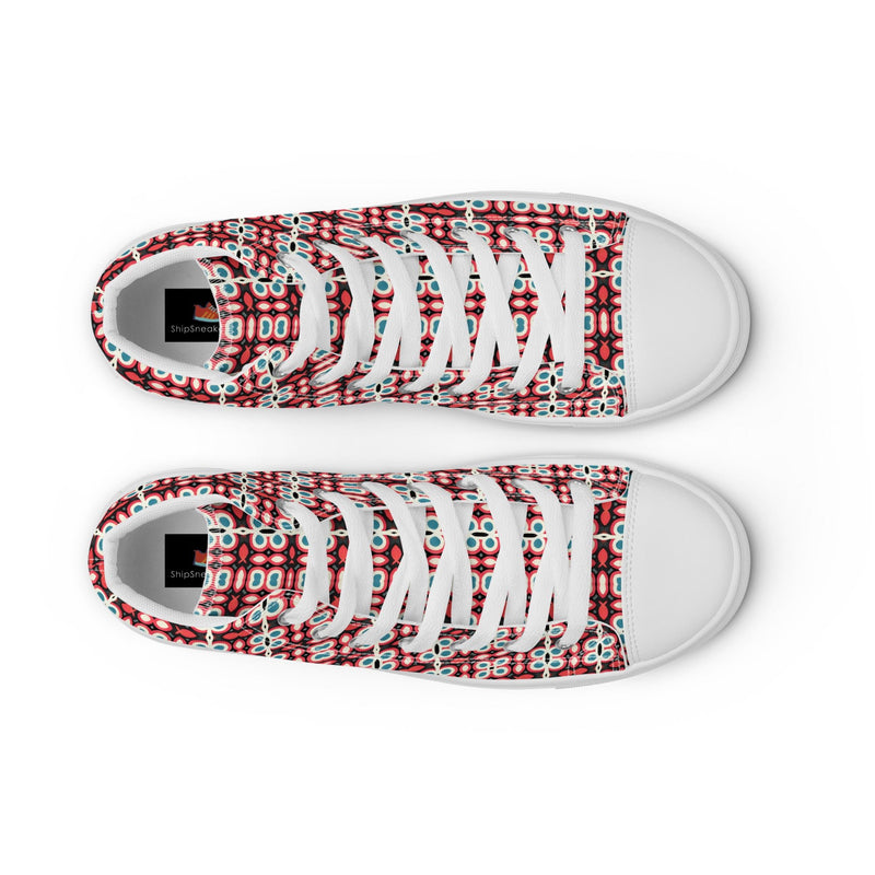 Red Mosaic High Top #292 - Lifestyle Shot | HA!LO Canvas Sneakers