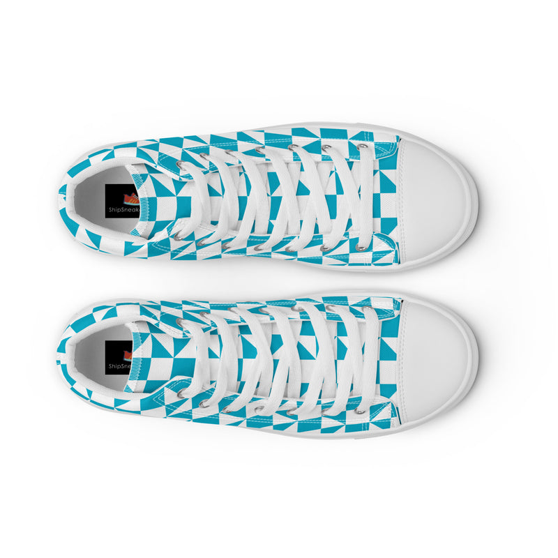 Teal Diamond High Top #296 - Lifestyle Shot | HA!LO Canvas Sneakers