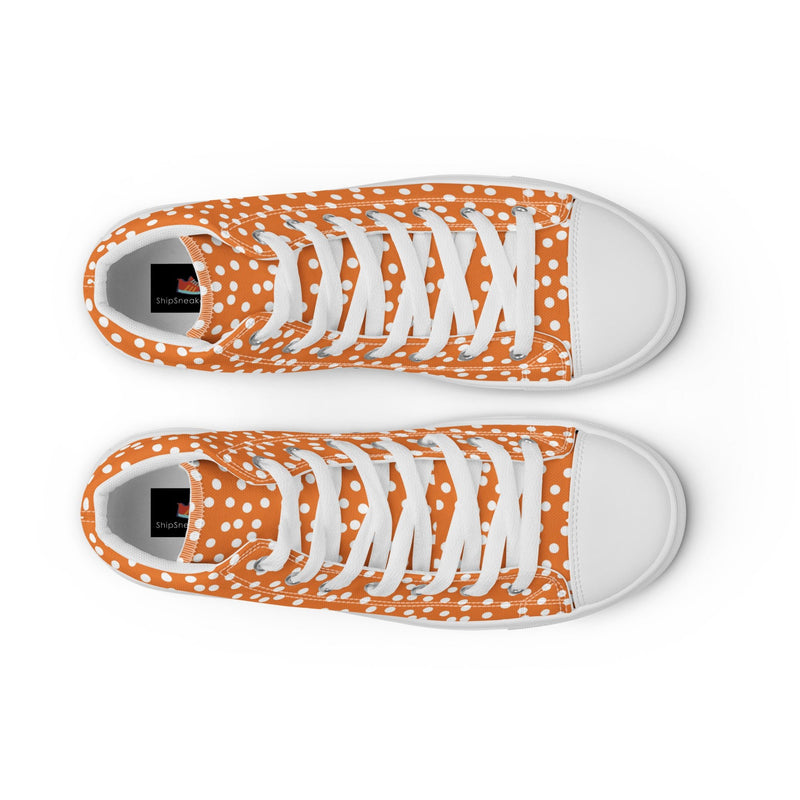 Orange Polka Dot High Top #310 - Lifestyle Shot | HA!LO Canvas Sneakers