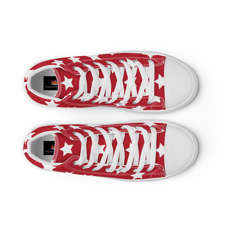 Red Star High Top #347 - Angled View | HA!LO Canvas Sneakers