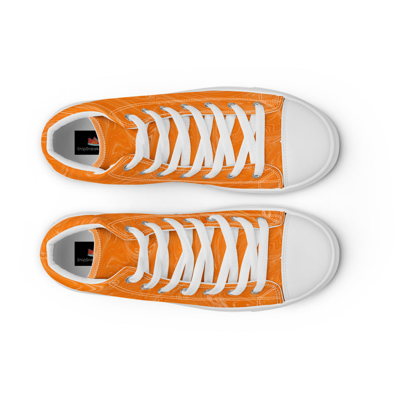 HA!LO Orange Marble #348 — Men’s Canvas High Top
