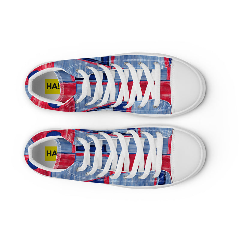 HA!LO Blue Patchwork #359 — Men's Canvas High Top