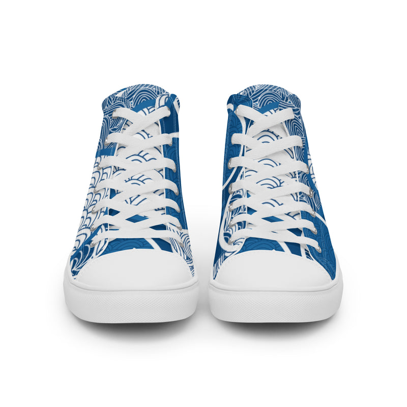 Japanese Wave High Top #2 - Close Up Detail | HA!LO Canvas Sneakers