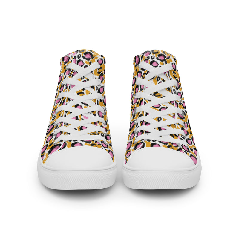 Pink Leopard High Top #7 - Close Up Detail | HA!LO Canvas Sneakers