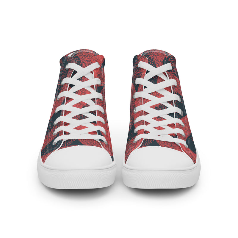 Red Swirl High Top #14 - Close Up Detail | HA!LO Canvas Sneakers