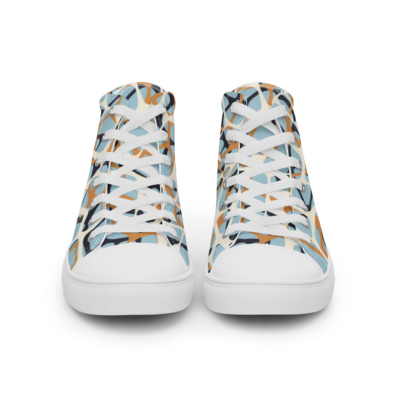 Mosaic Blue High Top #16 - Close Up Detail | HA!LO Canvas Sneakers