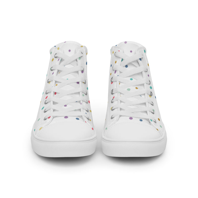 Rainbow Dot High Top #27 - Close Up Detail | HA!LO Canvas Sneakers