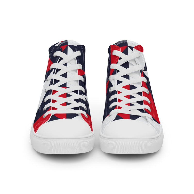 Geometric Navy High Top #45 - Close Up Detail | HA!LO Canvas Sneakers