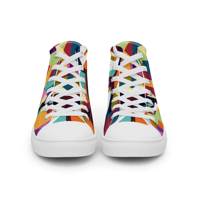 Cubist Face High Top #49 - Close Up Detail | HA!LO Canvas Sneakers