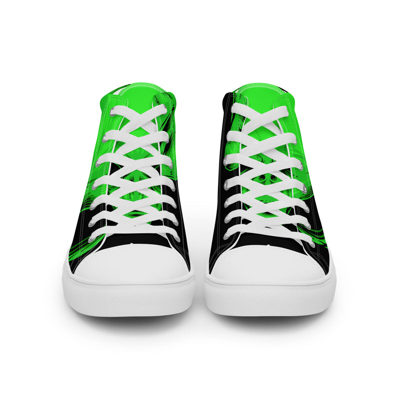 Neon Green Swirl High Top #54 - Close Up Detail | HA!LO Canvas Sneakers