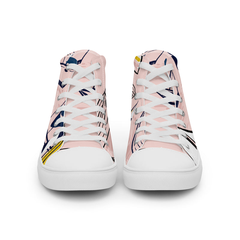 Pink Line Art High Top #56 - Close Up Detail | HA!LO Canvas Sneakers