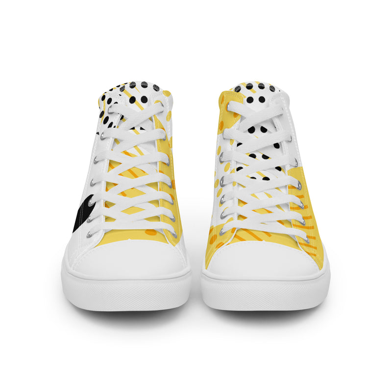 Yellow Pop High Top #62 - Close Up Detail | HA!LO Canvas Sneakers