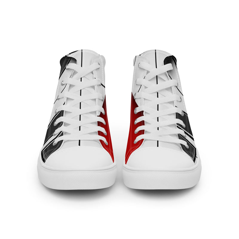 Black Stripe High Top #68 - Close Up Detail | HA!LO Canvas Sneakers