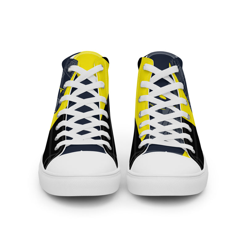 Tribal Navy High Top #73 - Close Up Detail | HA!LO Canvas Sneakers