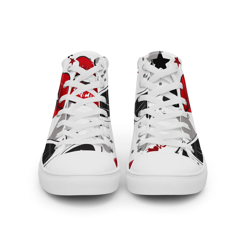 Red Lips High Top #75 - Close Up Detail | HA!LO Canvas Sneakers