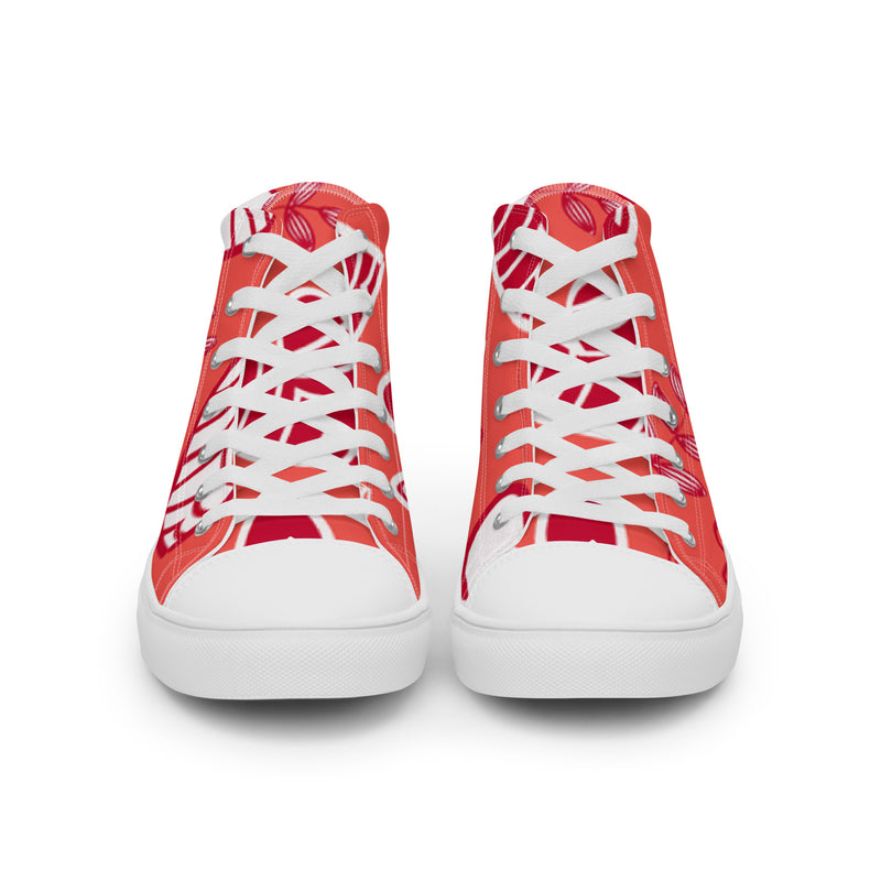 Coral Swirl High Top #83 - Close Up Detail | HA!LO Canvas Sneakers