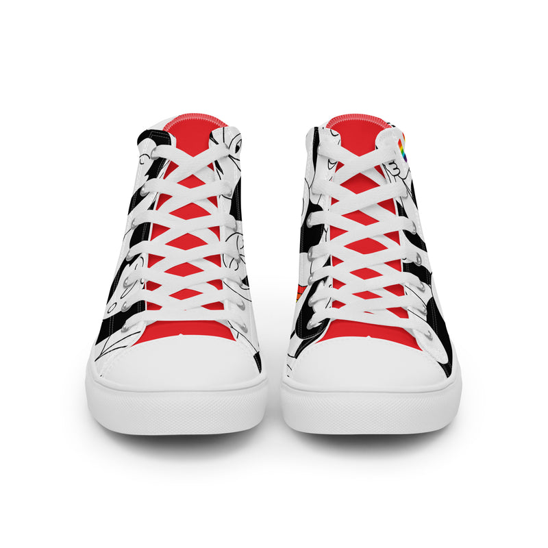 Line Art Face High Top #87 - Close Up Detail | HA!LO Canvas Sneakers