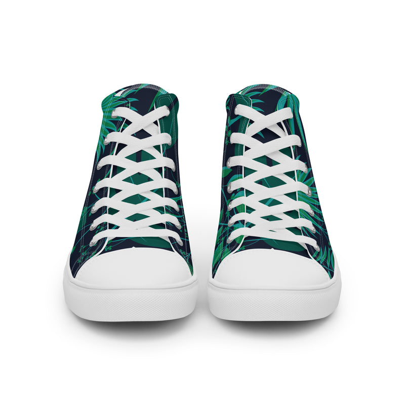 Teal Tropical High Top #111 - Close Up Detail | HA!LO Canvas Sneakers