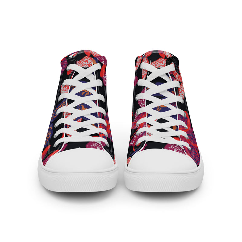 Magenta Floral High Top #114 - Close Up Detail | HA!LO Canvas Sneakers