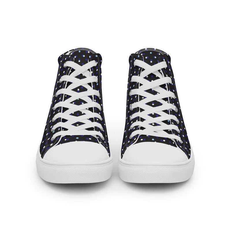 Navy Polka Dot High Top #118 - Back View | HA!LO Canvas Sneakers