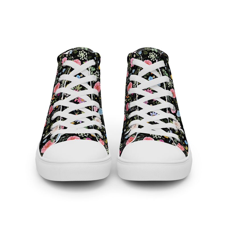 Midnight Floral High Top #124 - Close Up Detail | HA!LO Canvas Sneakers