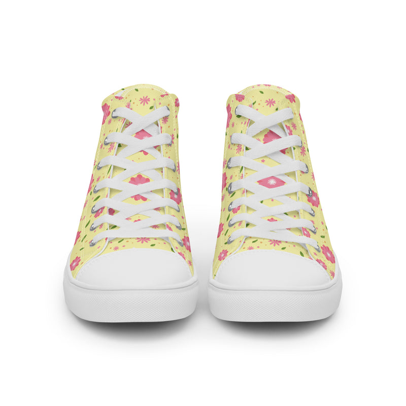 Yellow Blossom High Top #125 - Close Up Detail | HA!LO Canvas Sneakers