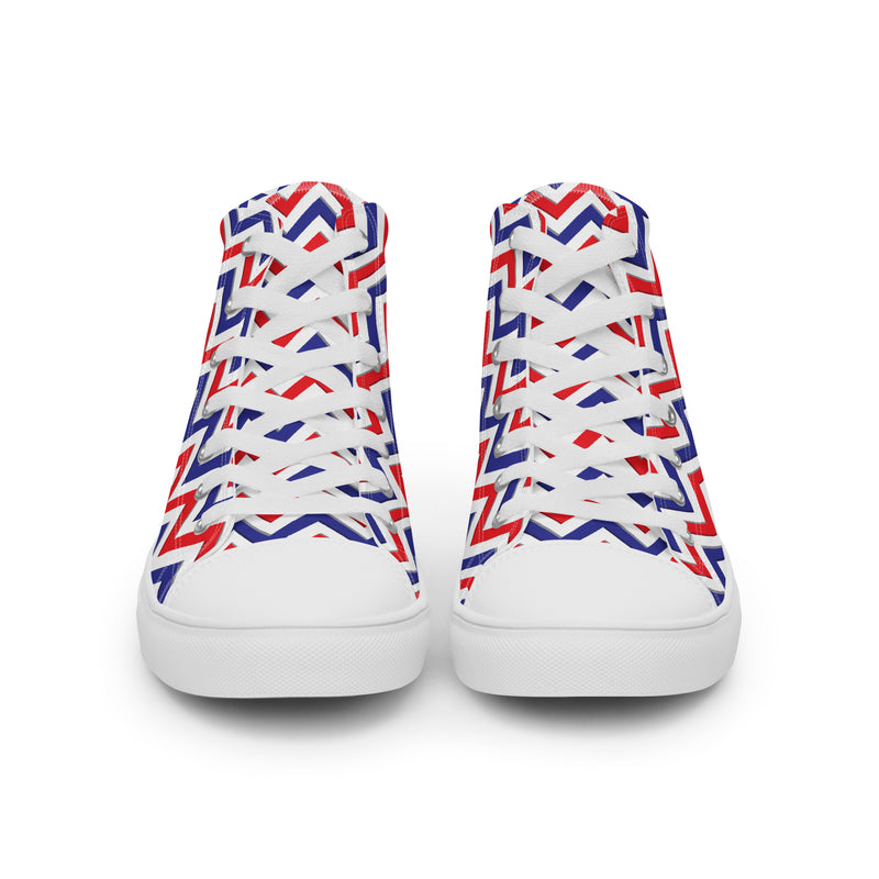 Patriotic Chevron High Top #156 - Close Up Detail | HA!LO Canvas Sneakers