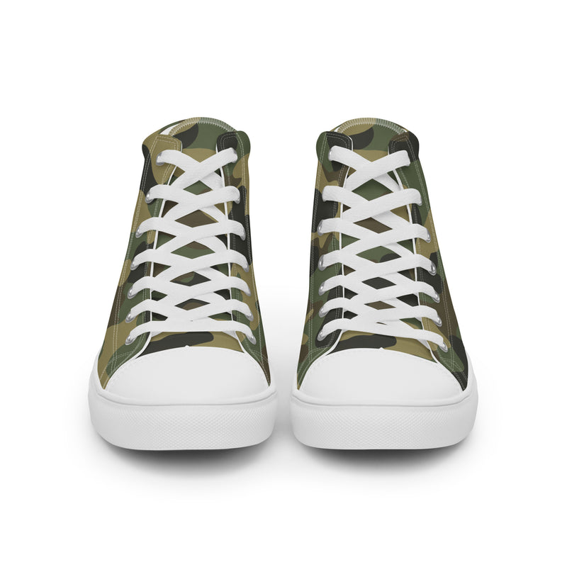 Green Camo High Top #177 - Close Up Detail | HA!LO Canvas Sneakers