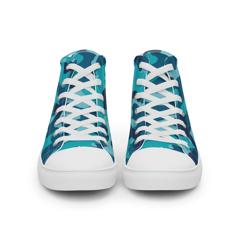 Blue Camo High Top #178 - Close Up Detail | HA!LO Canvas Sneakers