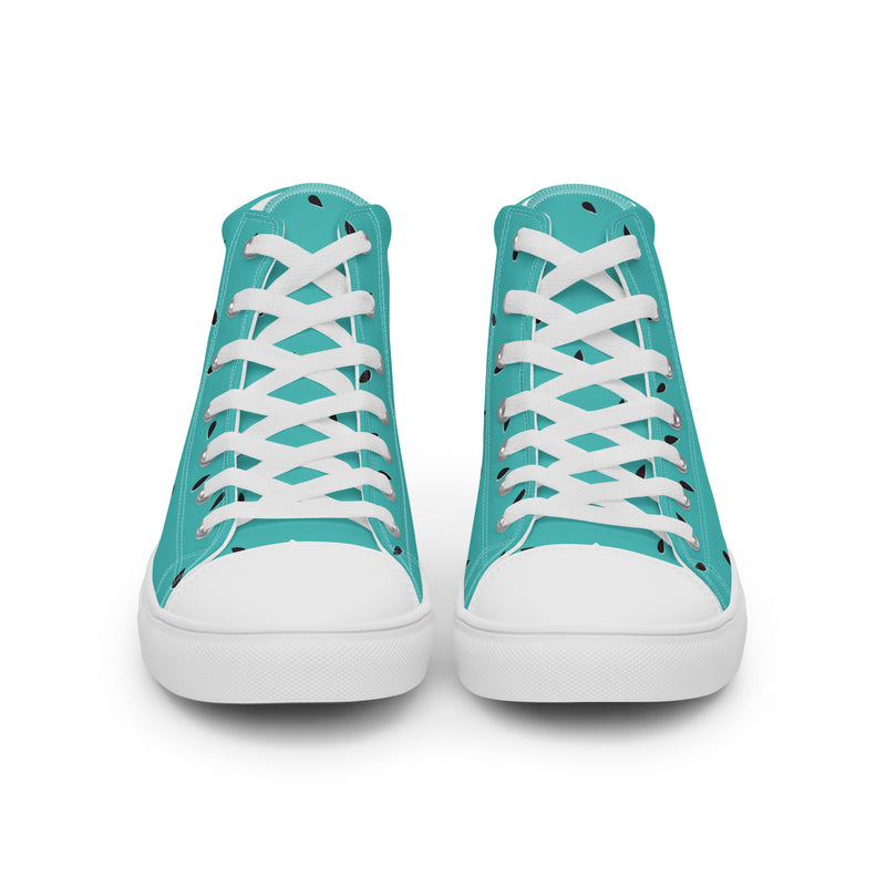 Watermelon Teal High Top #187 - Close Up Detail | HA!LO Canvas Sneakers