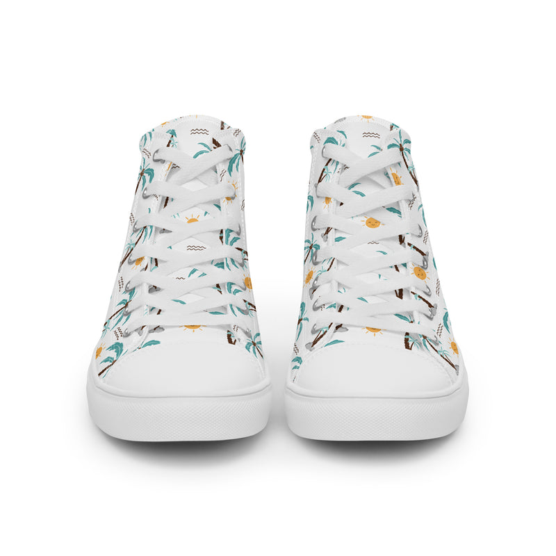 Palm Tree High Top #189 - Close Up Detail | HA!LO Canvas Sneakers