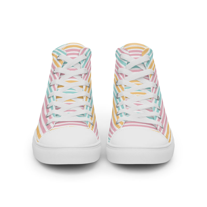 Rainbow Stripe High Top #190 - Close Up Detail | HA!LO Canvas Sneakers