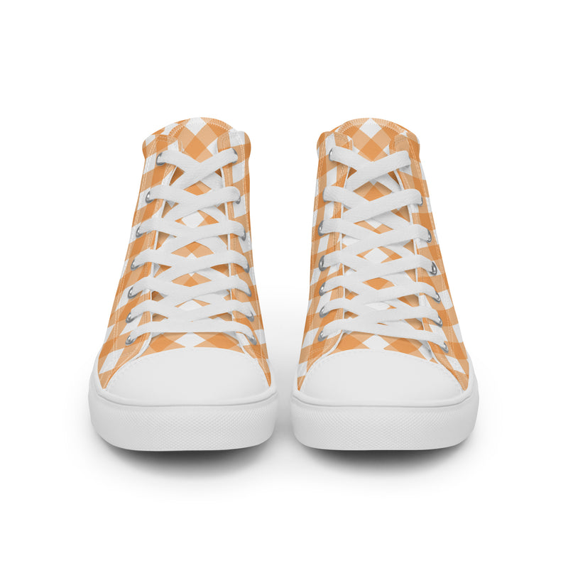 Orange Check High Top #201 - Close Up Detail | HA!LO Canvas Sneakers