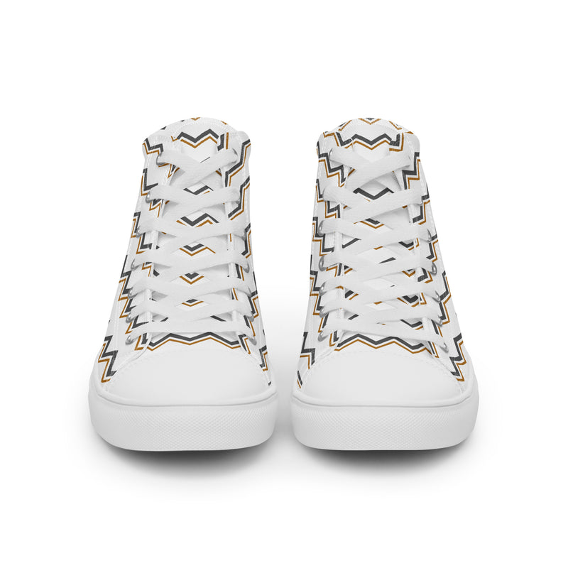 Tan Chevron High Top #208 - Close Up Detail | HA!LO Canvas Sneakers