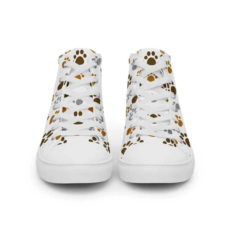 Paw Print Brown High Top #210 - Close Up Detail | HA!LO Canvas Sneakers