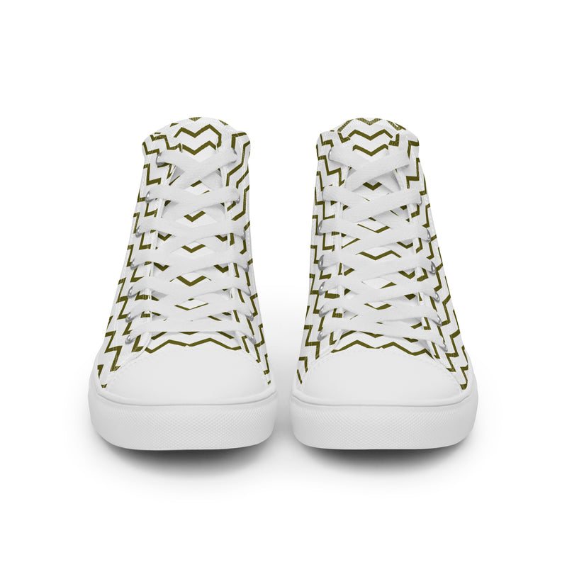 Green Chevron High Top #211 - Close Up Detail | HA!LO Canvas Sneakers