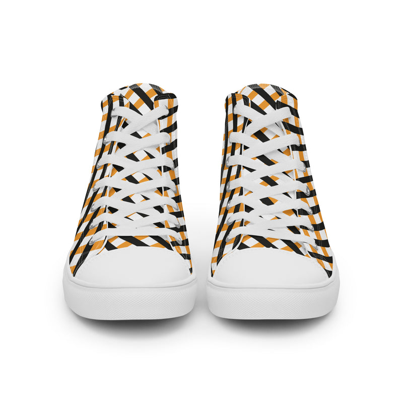 Orange Gingham High Top #217 - Close Up Detail | HA!LO Canvas Sneakers