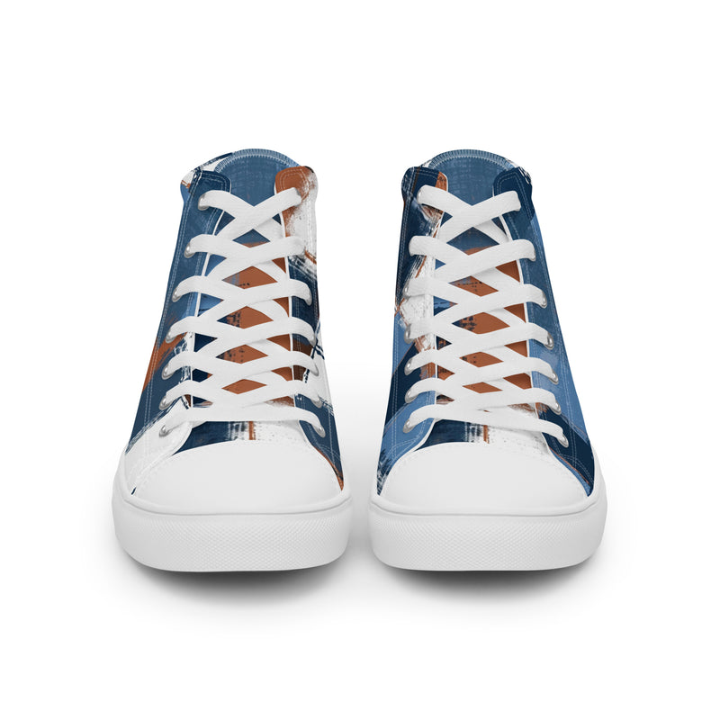 Denim Plaid High Top #228 - Close Up Detail | HA!LO Canvas Sneakers