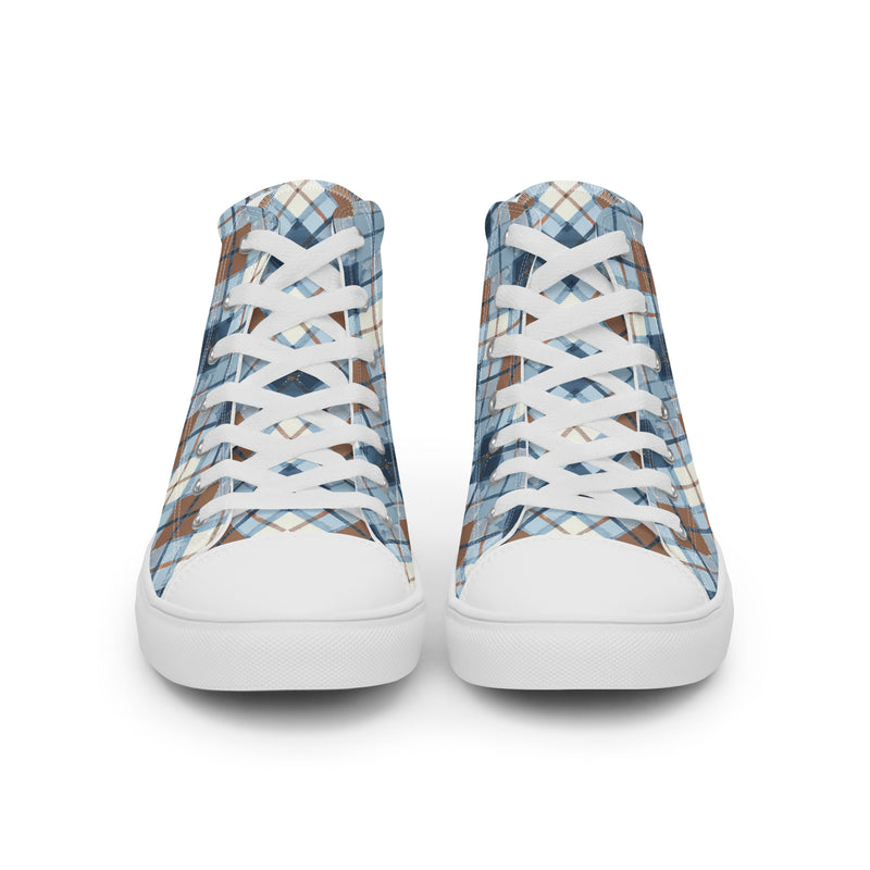 Blue Argyle High Top #233 - Close Up Detail | HA!LO Canvas Sneakers