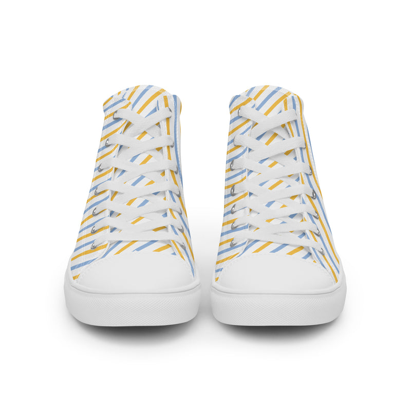 Sunshine Stripe High Top #236 - Close Up Detail | HA!LO Canvas Sneakers