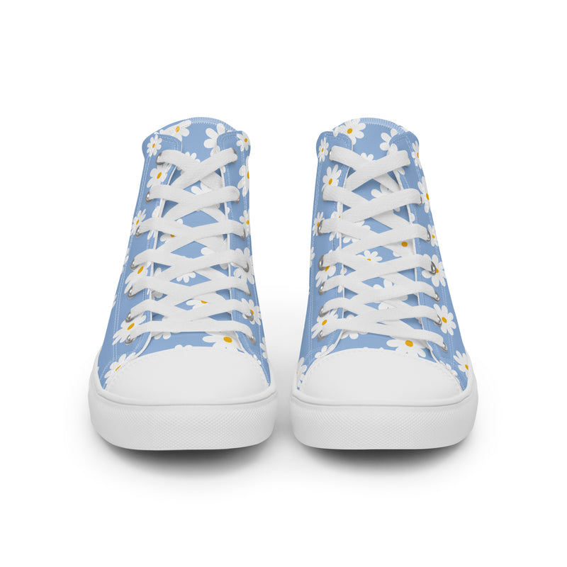 Blue Daisy High Top #238 - Close Up Detail | HA!LO Canvas Sneakers